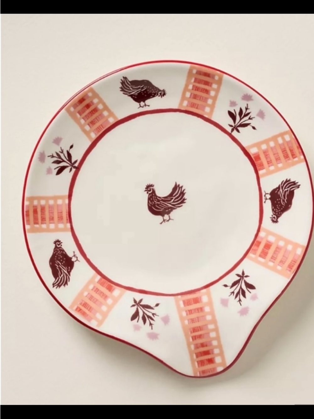 Anthropologie Millie Stoneware Rooster Ceramic Spoon Rest.
